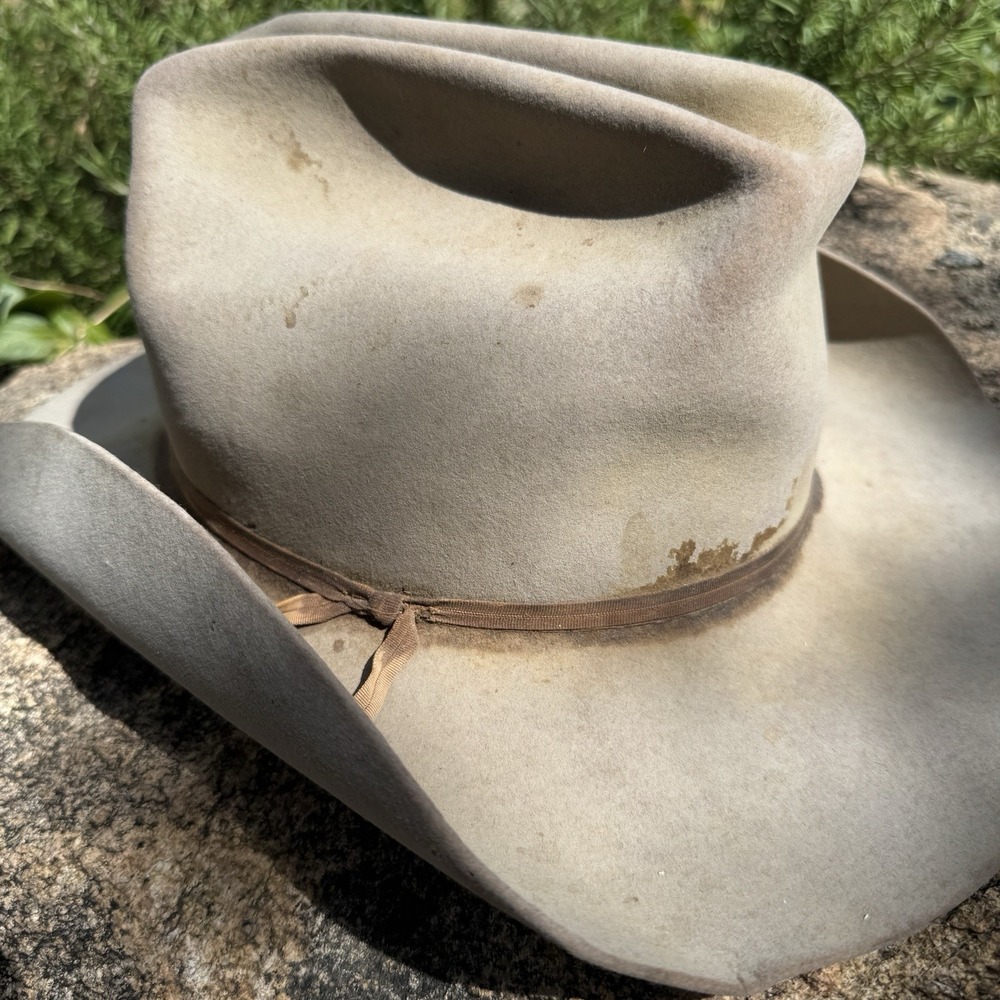 Vintage Resistol 3X Beaver Cowboy Hat Gray Size 7 Distressed  RRL style